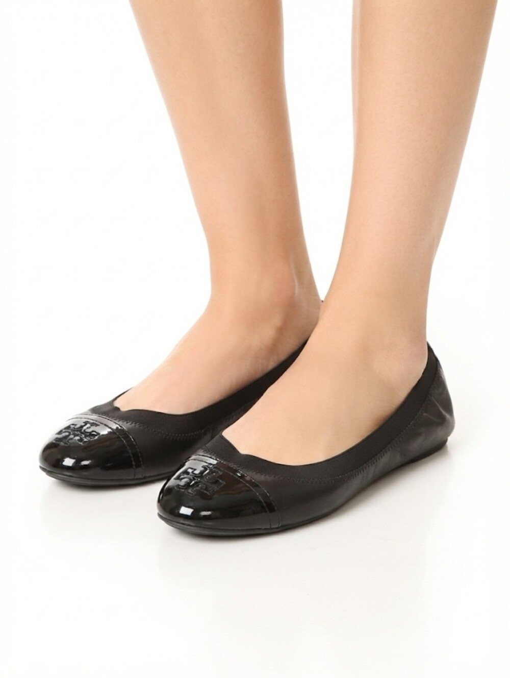 Tory Burch Black Patent Cap-Toe Ballet Flats Size 9